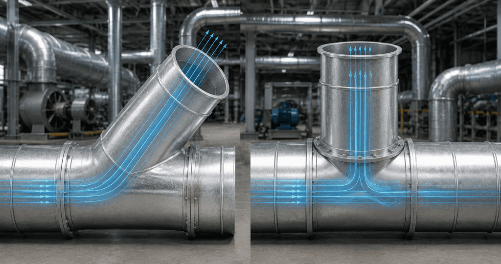 Wye-vs-Tee-Duct-Branches-for-Industrial-Exhaust-Systems